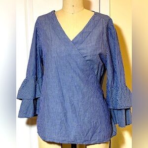 Beach Lunch Lounge 3/4 sleeve vertical stripe bell sleeve women’s top